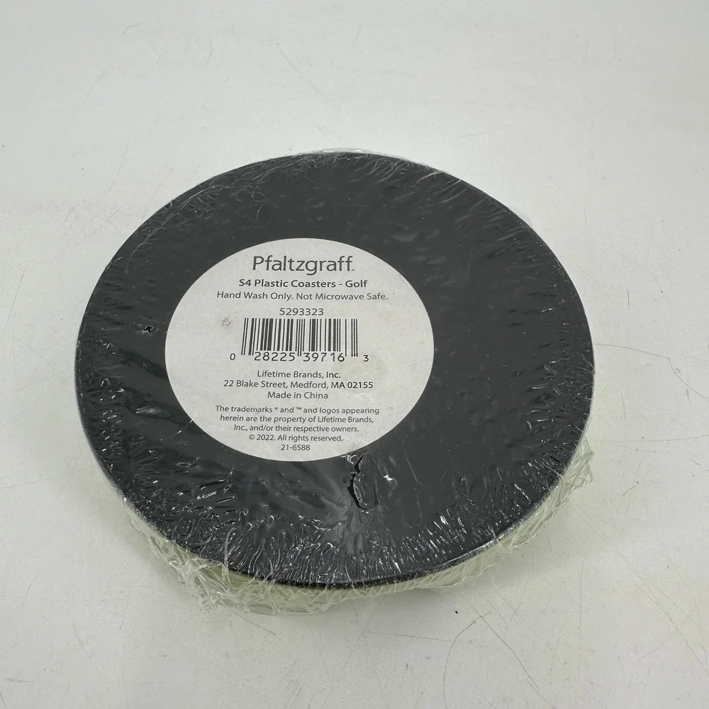 Pfaltzgraff Golf Ball Coaster Set of 4 with Green Holder 5293323 New